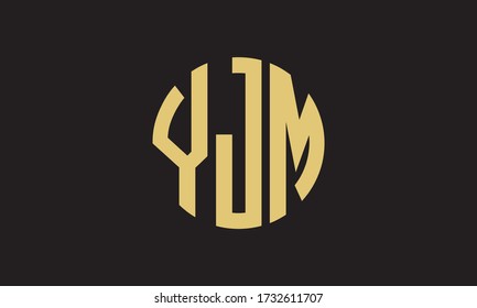 Plantilla de logotipo de marca vectorial de la letra de monograma de YJM Circle Emblem Resumen