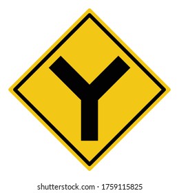 y-junction way, side road junction, traffic sign vector