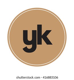 yk brown letters ,abstract background logo, design identity in circle, alphabet letter
