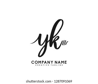 YK Initial Handwriting Logo Template Vector