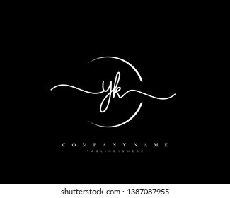 YK initial handwriting logo template vector