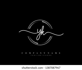 YK initial handwriting logo template vector