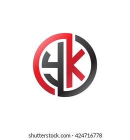 YK initial letters looping linked circle logo red black