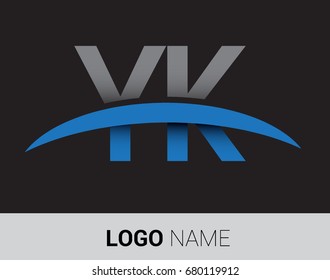 YK initial logo company name colored grey and blue swoosh design.
