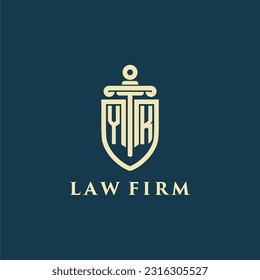 YK initial monogram for law firm with sword and shield logo image