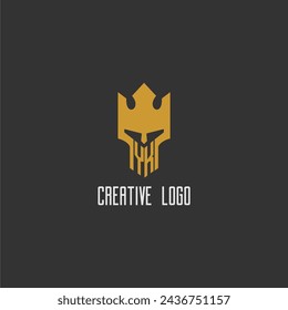 YK initial monogram logo for gaming with creative king spartan image design