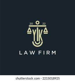 YK initial monogram logo for lawfirm with scale vector design