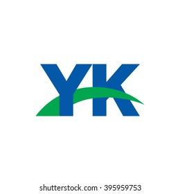 YK initial overlapping swoosh letter logo blue green