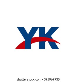 YK initial overlapping swoosh letter logo blue red