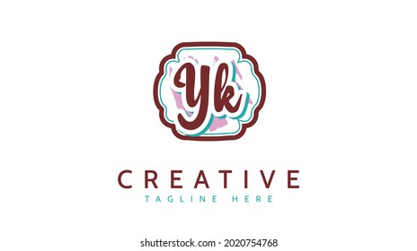 YK Initials, handwriting logo vector