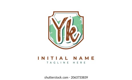 Yk Initials, handwriting logo vector