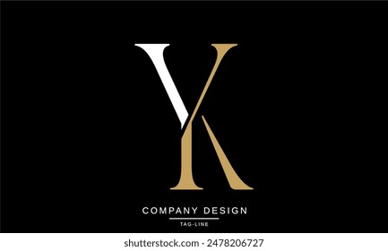 YK, KY Abstract Letters Logo Monogram design Font Vector