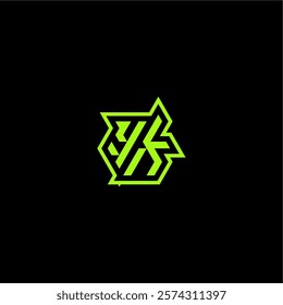 YK letter cool and dynamic monogram esport gaming initial logo design concept