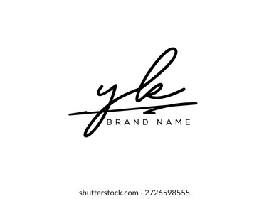 Logotipo cursivo elegante de la escritura de la belleza de YK. diseño del símbolo | logotipo de la tipografía | marca creativa | identidad corporativa | logotipo de la firma.