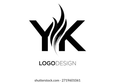 YK-Buchstabe Monogramm Logo mit künstlerischem Pinselstrich für moderne Markenidentität
