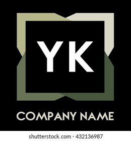 YK letters business logo creative  icon design template elements in abstract background logo, design identity in square with four colors, modern alphabet letters