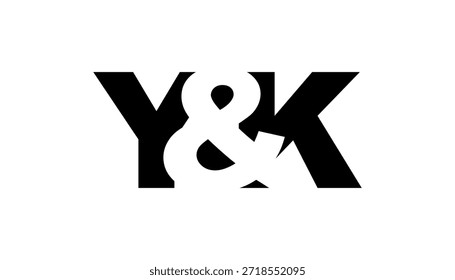 Diseño del logotipo de YK en estilo audaz. Símbolo de identidad blanco y negro. Emblema de tipografía moderna. Icono de marca Corporativa. Mínima Plantilla de negocio.