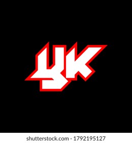Diseño del logotipo YK, diseño inicial de letras YK con estilo de ciencia ficción. Logotipo YK para juegos, deportes, tecnología, digital, comunidad o negocio. Y K ostenta el alfabeto italiano moderno. Tipografía de estilo urbano.