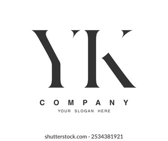 YK logo design. Initial letter y and k serif font style. Creative classic company name typography. Trendy logotype or identity. Vector illustration.