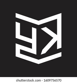 YK Logo Emblem Monogram With Shield Style Design Template Isolated On Black Background