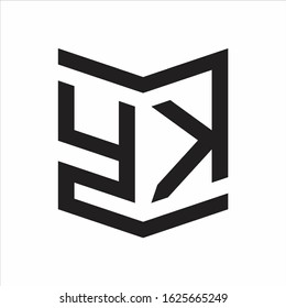 YK Logo Emblem Monogram With Shield Style Design Template Isolated On white Background