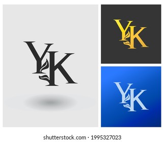 YK logo initial with leaf organic herbal modern company