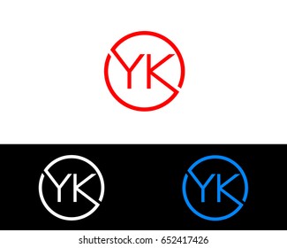 Yk Logo. Letter Design Vector with Red and Black Gold Silver Colors

