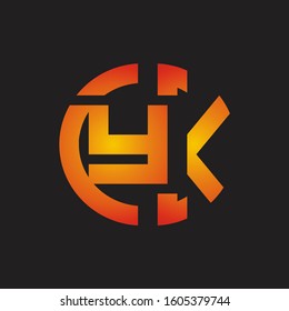 YK Logo monogram with cutting line style isolated on colors