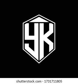 yk logo monogram with emblem shape combination tringle on top design template