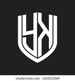 YK Logo monogram with emblem shield design isolated on black background