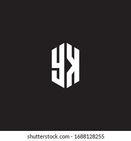 YK Logo monogram with hexagon shape style design template isolated on black background