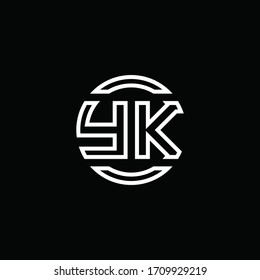 Monograma del logotipo YK con espacio negativo y plantilla de diseño redondeado de círculo redondeado