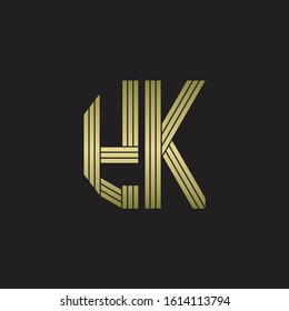 YK Logo monogram outline style linked isolated with gold colors