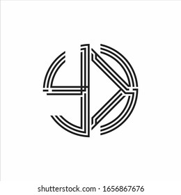 YK Logo monogram triple ribbon style line design template isolated on white background