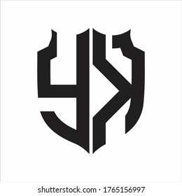 YK Logo Shield style Monogram design template on white background