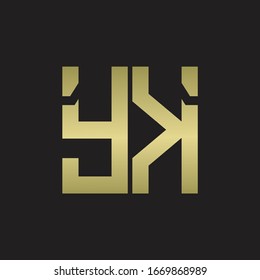 YK Logo with squere shape design template with gold colors