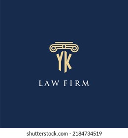 Logotipo inicial del monograma YK para la firma de abogados con diseño de hitos