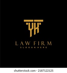 Logotipo inicial del monograma YK para la firma de abogados con diseño de hitos
