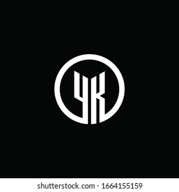 YK monogram logo isolated with a rotating circle