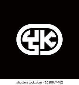 YK monogram logo with an oval style on a black background