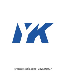 YK negative space letter logo blue