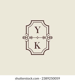 YK vintage wedding initial logo in high quality professional design that will print well across any print media