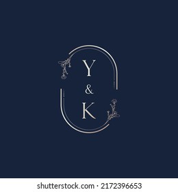 Cartas iniciales del logotipo de la boda YK en un diseño profesional de alta calidad que se imprimirán en cualquier medio impreso
