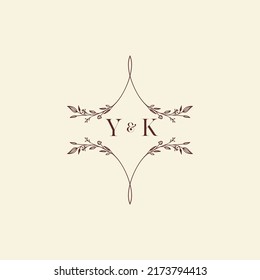 YK wedding initial logo letters in high quality professional design that will print well across any print media