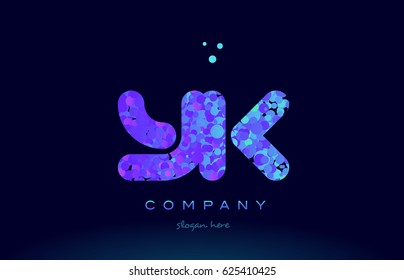 yk y k alphabet pink blue bubble circle dots creative letter company logo vector icon design template