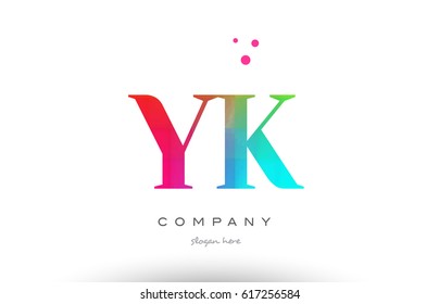 YK Y K creative rainbow colors colored artistic alphabet company letter logo design vector icon template