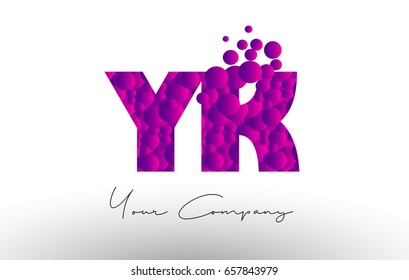 YK Y K Dots Letter Logo with Purple Pink Magenta Bubbles Texture Vector.