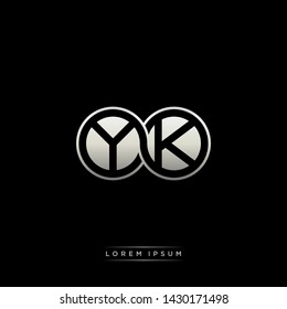YK Y K initial letter linked circle capital monogram logo modern template silver color edition