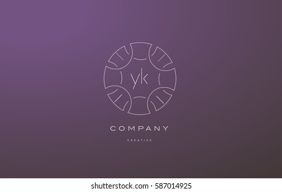 yk y k monogram lineart vintage retro flower alphabet company letter logo lowercase design creative vector icon template 