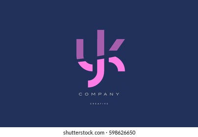 yk y k pink blue pastel modern abstract alphabet company logo design vector icon template letter 